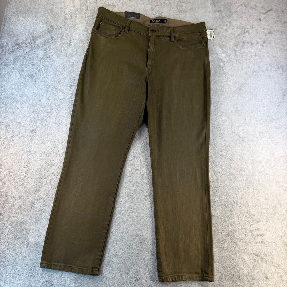 Lauren Ralph Lauren Jeans Womens 16 33 Mid Rise Straight Ankle Green NWT